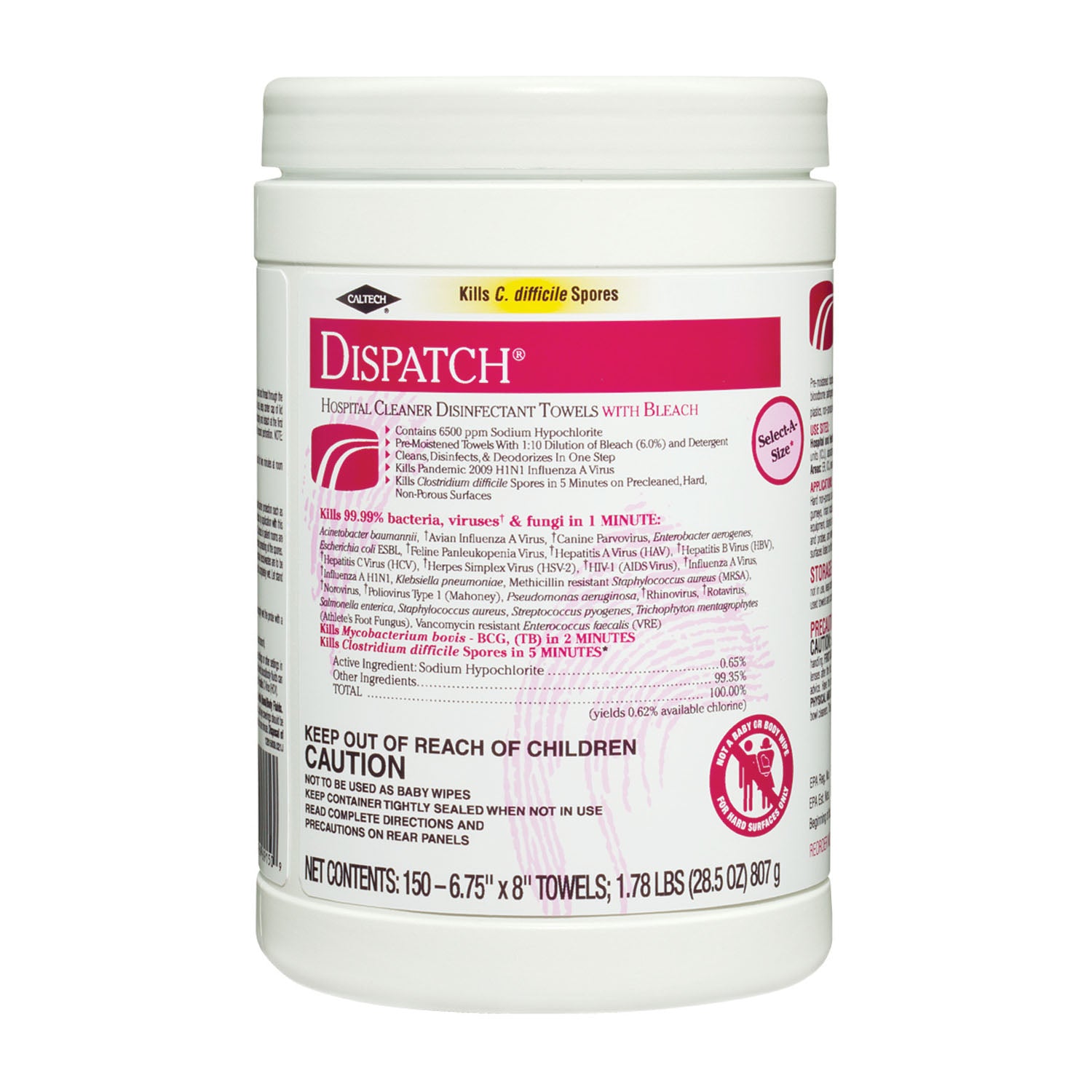 CLOROX DISPATCH HOSPITAL CLEANER DISINFECTANT WIPES WITH BLEACH