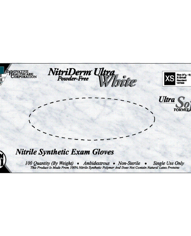 INNOVATIVE NITRIDERM® ULTRA WHITE NITRILE SYNTHETIC POWDER-FREE EXAM GLOVES