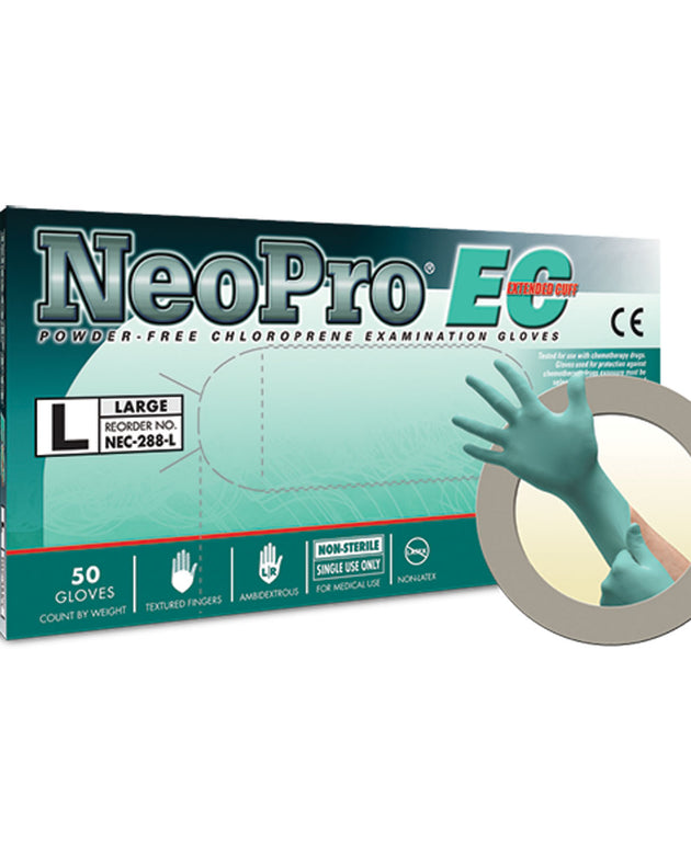 ANSELL MICROFLEX NEOPRO® EC POWDER-FREE  EXTENDED CUFF CHLOROPRENE EXAM GLOVES