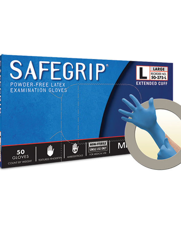 ANSELL MICROFLEX SAFEGRIP® POWDER-FREE EXTENDED CUFF LATEX EXAM GLOVES