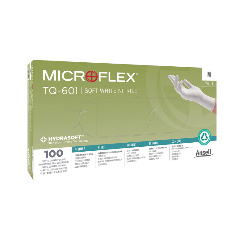 ANSELL MICROFLEX SOFT WHITE POWDER-FREE  NITRILE EXAM GLOVES