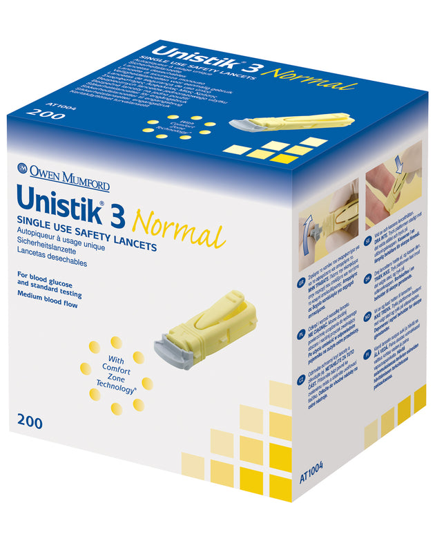 OWEN MUMFORD UNISTIK® 3 PRE-SET SINGLE USE SAFETY LANCETS
