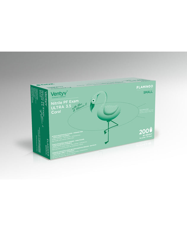 VENTYV NITRILE POWDER FREE EXAM GLOVE ULTRA 3.5 (FLAMINGO)