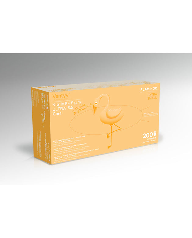 VENTYV NITRILE POWDER FREE EXAM GLOVE ULTRA 3.5 (FLAMINGO)