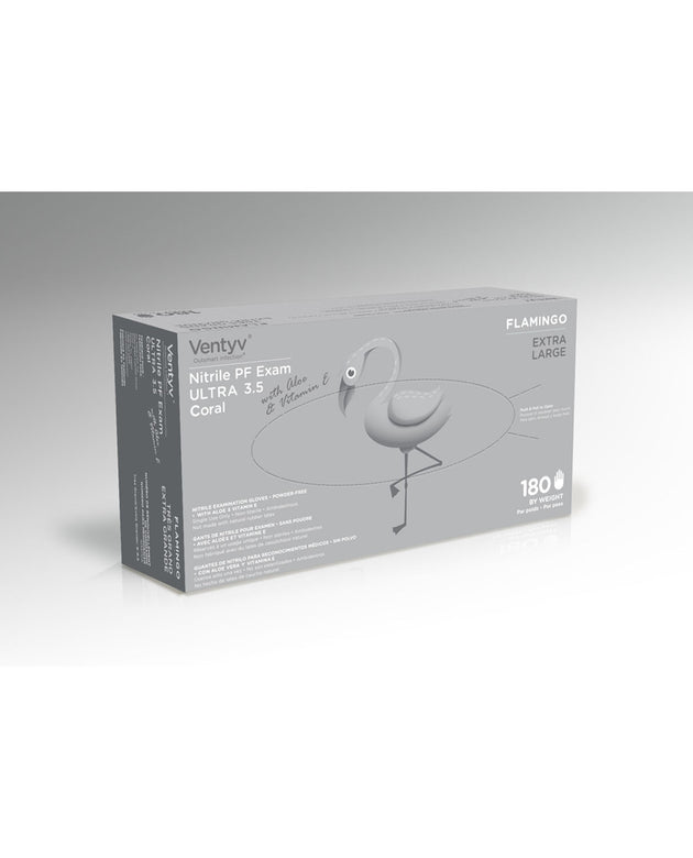 VENTYV NITRILE POWDER FREE EXAM GLOVE ULTRA 3.5 (FLAMINGO)