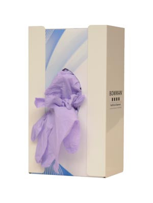 BOWMAN WHITE POWDER COATED METAL SINGLE GLOVE DISPENSERS