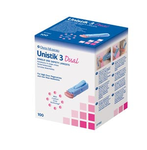 OWEN MUMFORD UNISTIK® 3 PRE-SET SINGLE USE SAFETY LANCETS