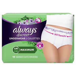 P&G DISTRIBUTING ALWAYS® DISCREET UNDERWEAR